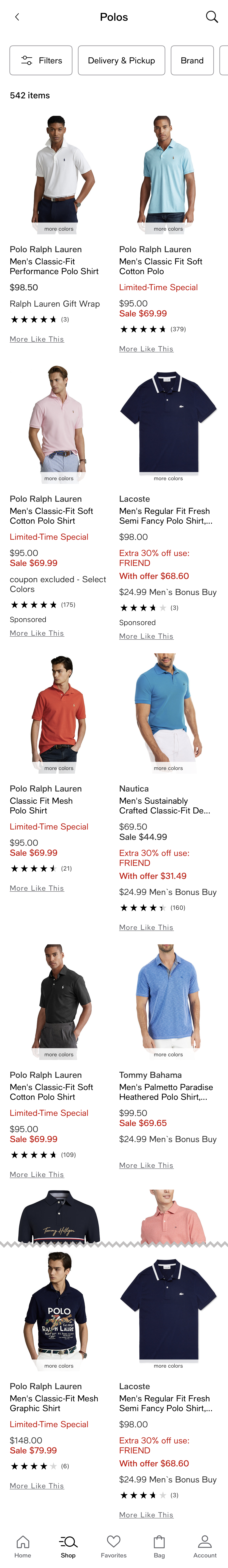 Macy’s App Product List 300 of 943 Product List Examples Baymard